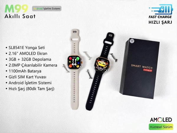 RABEE M99 AKILLI SAAT SİM KARTLI KAMERALI ANDROİD 4G