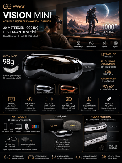 GS Wear Vision Mini ekran gözlüğü, ürün özellikleri 6