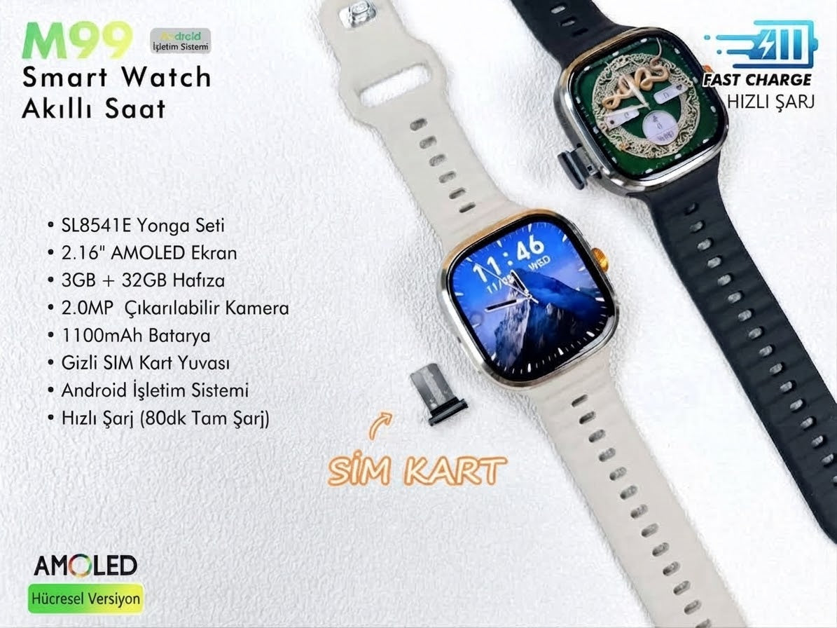 RABEE M99 AKILLI SAAT SİM KARTLI KAMERALI ANDROİD 4G
