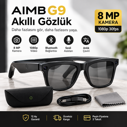 RABEE G9 AI akıllı gözlük, 8MP kamera detayı