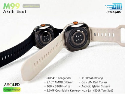 RABEE M99 AKILLI SAAT SİM KARTLI KAMERALI ANDROİD 4G