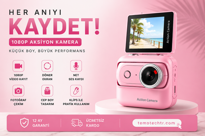 TeMoCam X1 – 1080P Mini Vlog & Aksiyon Kamerası