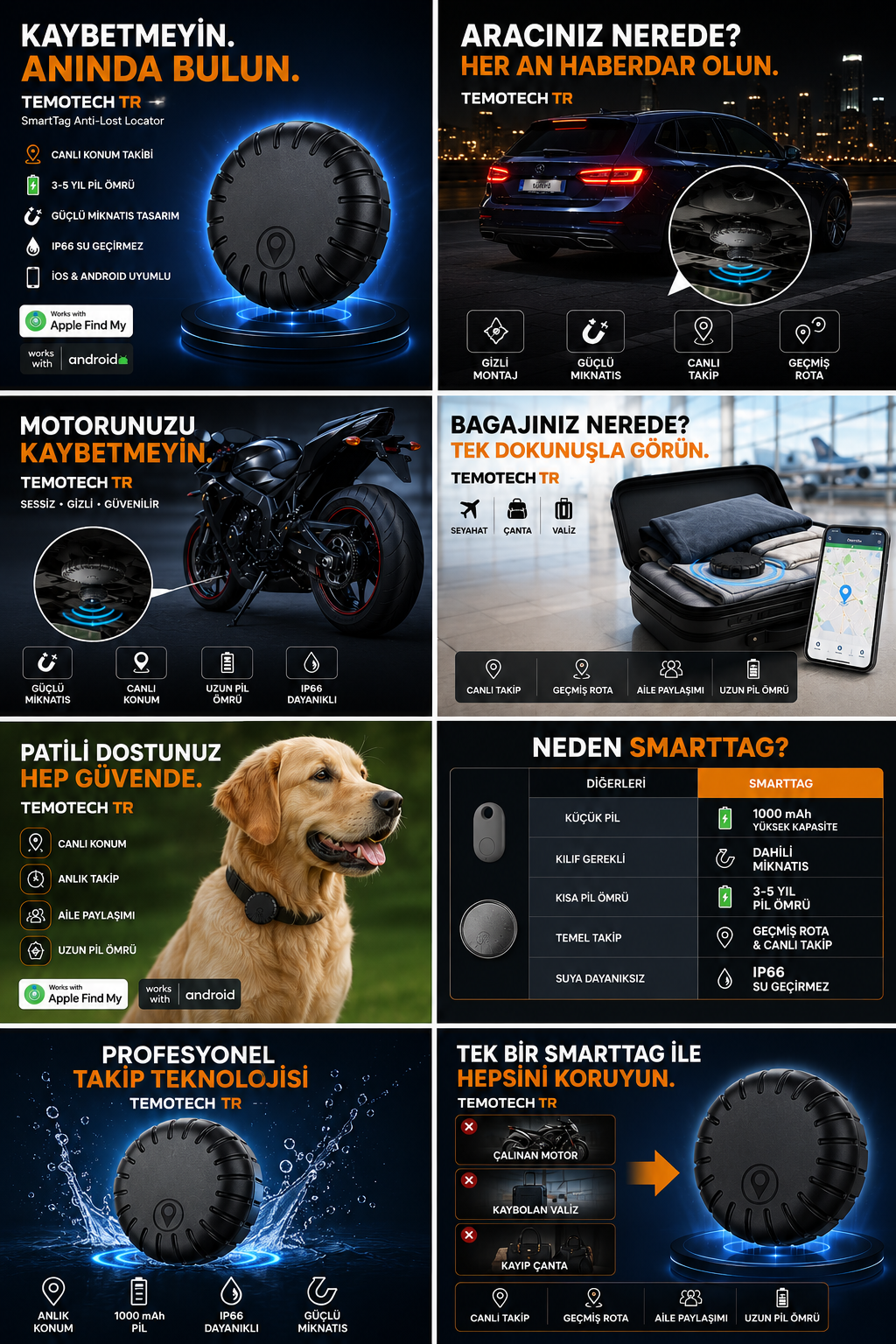 SmartTag Güçlü Manyetik Akıllı Takip Cihazı